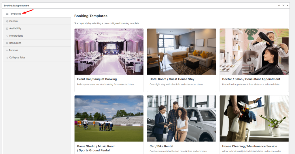 Bookable Product Templates