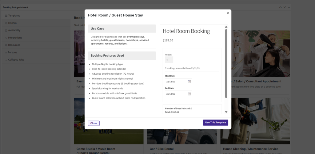 Booking Templates