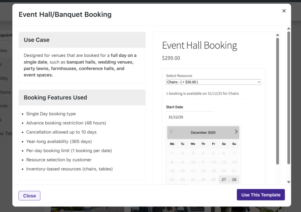 Event Hall/Banquet Booking