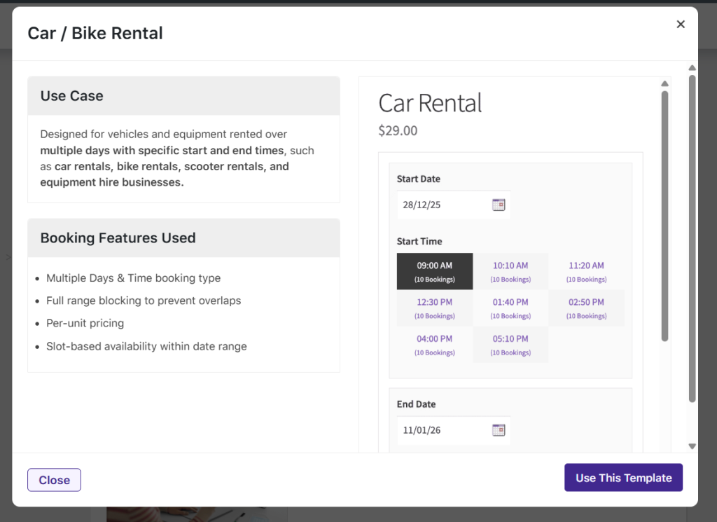 Bookable Product Templates - Tyche Softwares Documentation