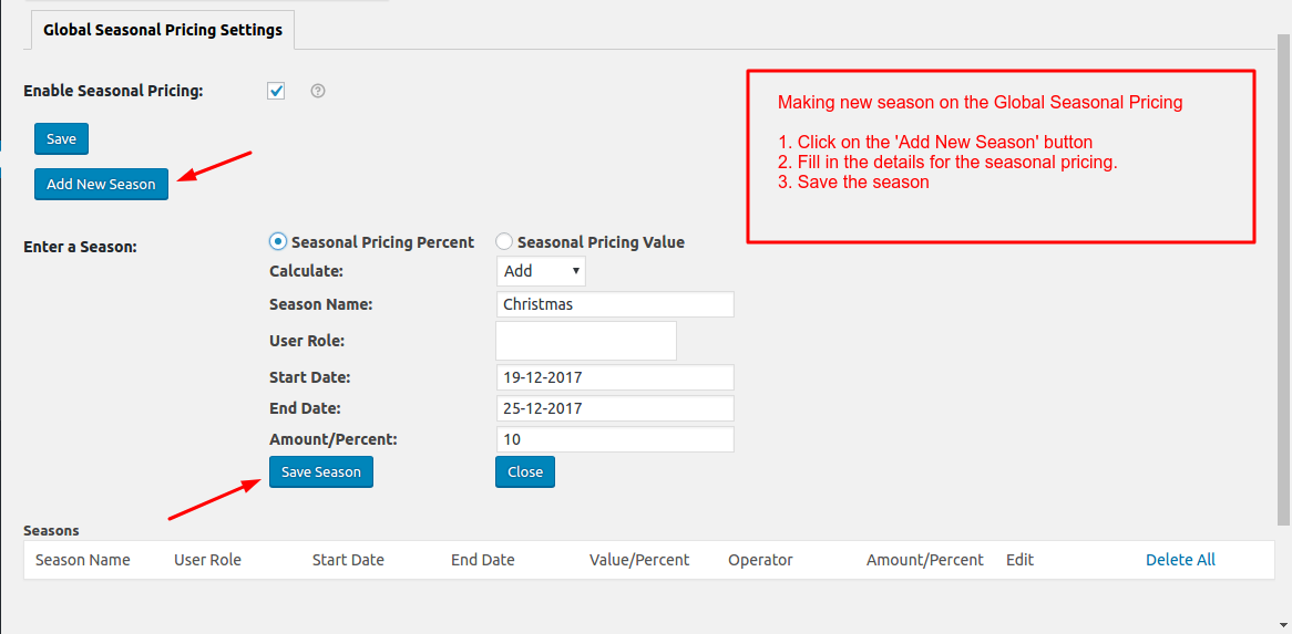 Seasonal Pricing Addon - Tyche Softwares Documentation