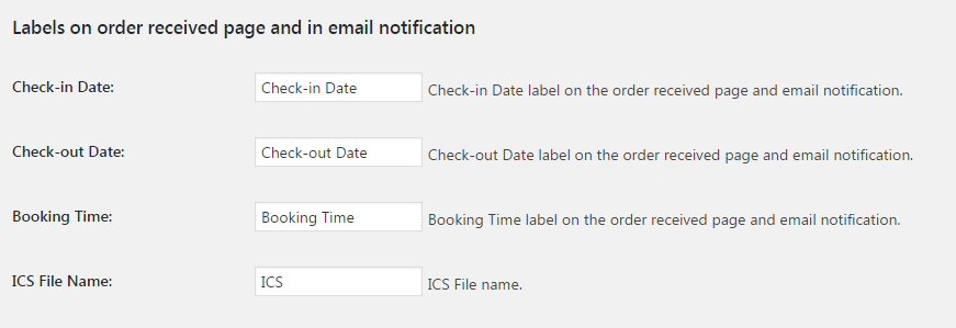 change field labels with Booking & Appointment Plugin for WooCommerce- Labels on order received page and in email notifications
