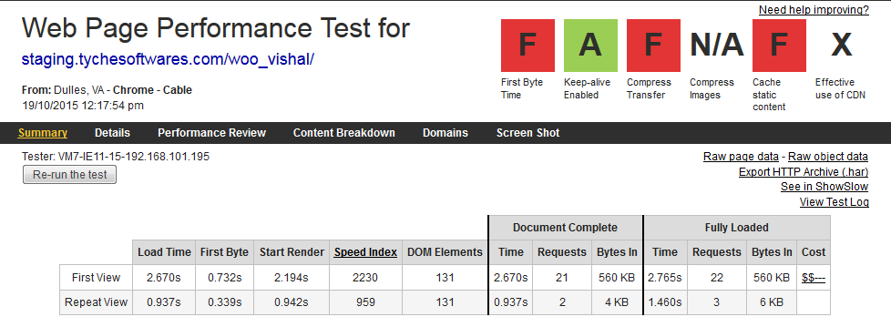 Speed up WordPress sites - Before DB Optimization