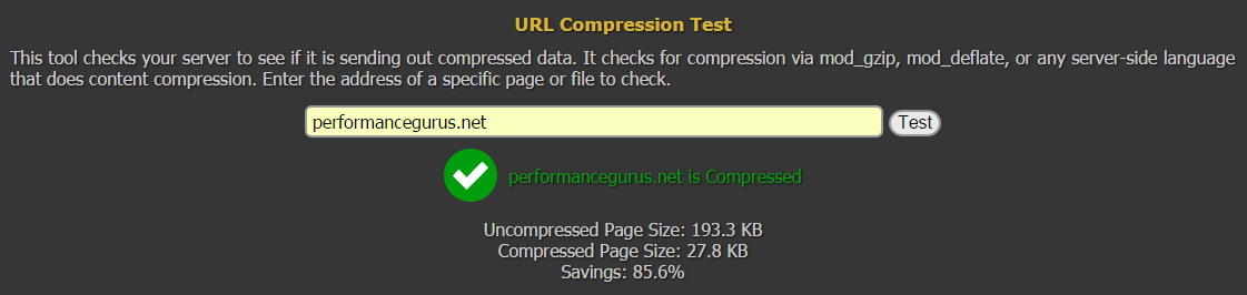 URL Compression Test Results
