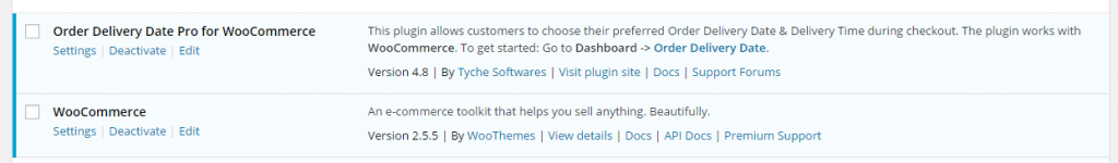 Installing The Plugin: Order Delivery Date Pro For WooCommerce 3 Plugins page