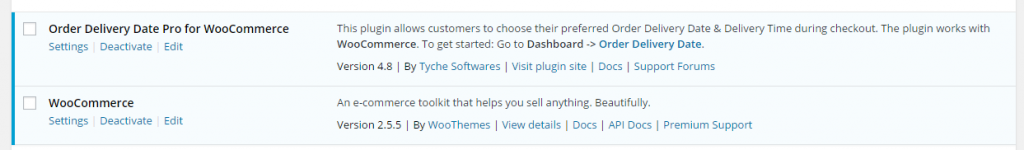 Plugins page