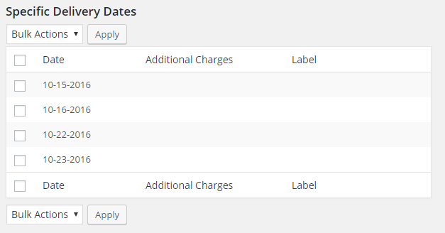 Specific Delivery Dates