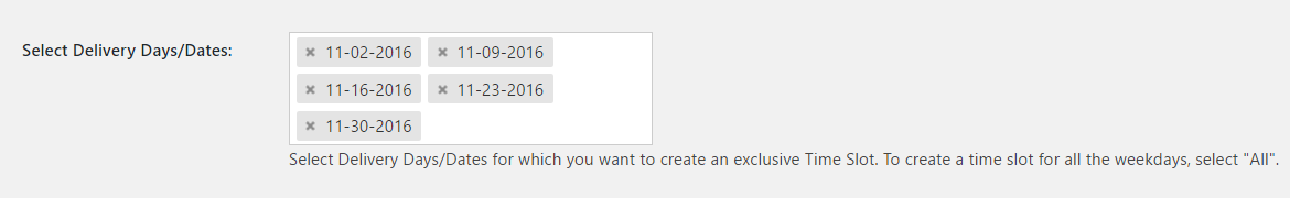 Select Delivery Days Dates