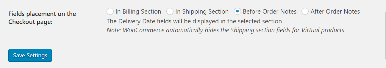 Set Delivery Date & Time fields placement - Before Order Notes Admin Setting