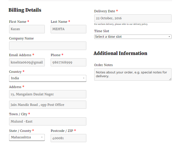 Set Delivery Date & Time fields placement - Before Order Note Checkout Page