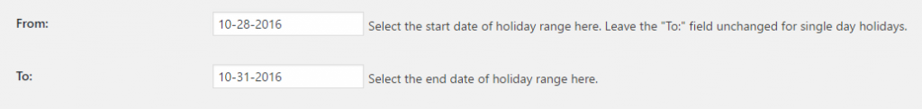 Exclude Holidays in Order Delivery Date Pro for WooCommerce plugin - Holiday Range