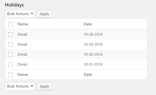 Exclude Holidays in Order Delivery Date Pro for WooCommerce plugin - Holiday List