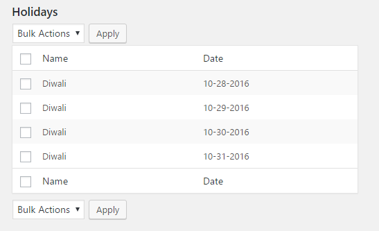 Exclude Holidays 5 Exclude Holidays in Order Delivery Date Pro for WooCommerce plugin - Holiday List