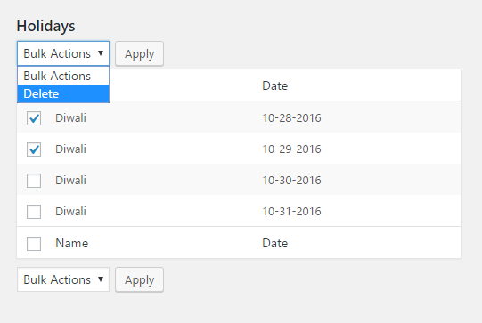 Exclude Holidays in Order Delivery Date Pro for WooCommerce plugin - Holiday Delete Option