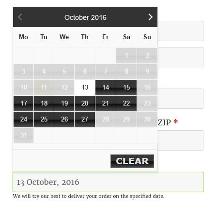 Change Delivery Date calendar in WooCommerce - Calendar Themes Checkout page