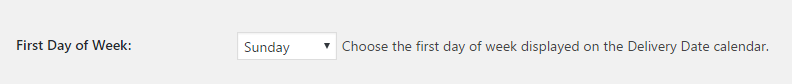 Change Delivery Date calendar in WooCommerce - First Day of Week