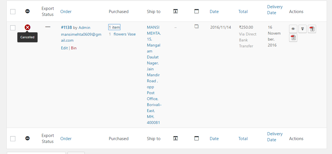 Understand the impact of WooCommerce order status change on Delivery Date - Cancelled Order