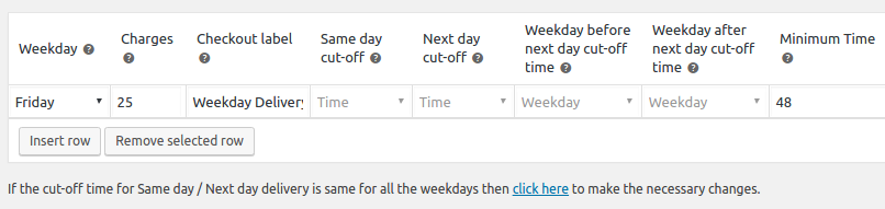 Different delivery settings per weekday in WooCommerce - Minimum Delivery Time (in hours) for Weekdays