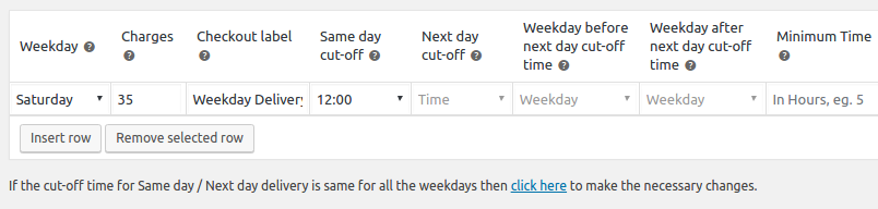 Different delivery settings per weekday in WooCommerce - Same day cut-off time for Weekdays