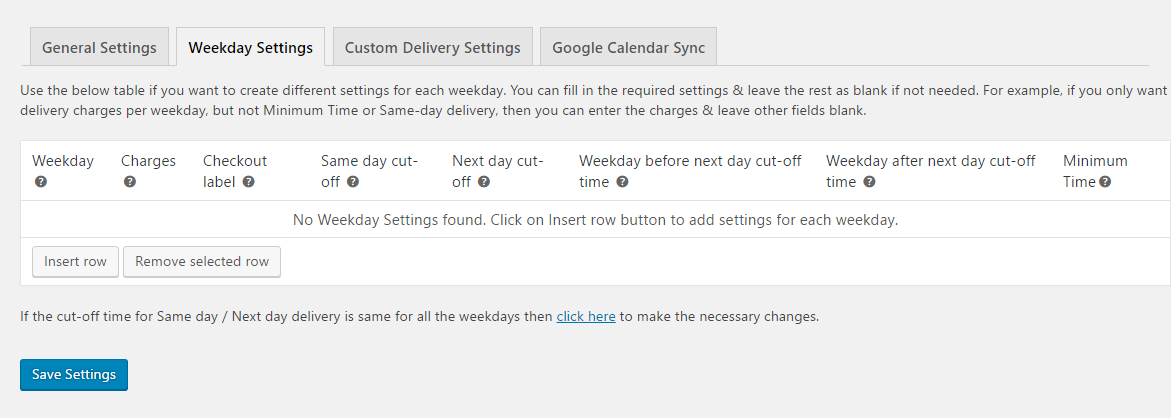 Set before and after weekday for next day cut-off time in WooCommerce - Weekday Settings