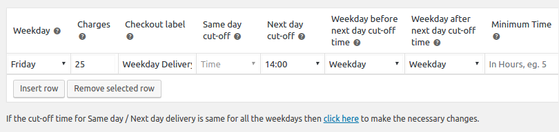 Different delivery settings per weekday in WooCommerce - Next Day cut-off time for Weekdays