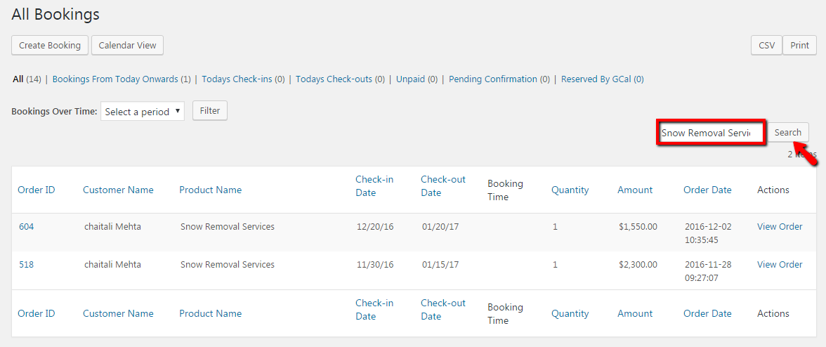 view all your booked services- Search bookings by Product Name view all your booked services- Search bookings by Product Name