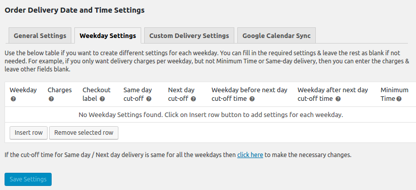 Different delivery settings per weekday in WooCommerce - Weekday Settings