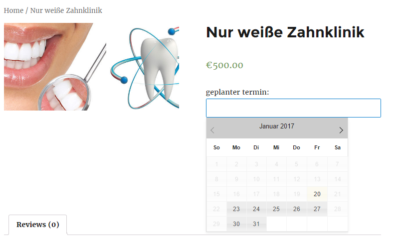 appearance of booking calendar and booking details- First Day on Calendar starts with Sunday