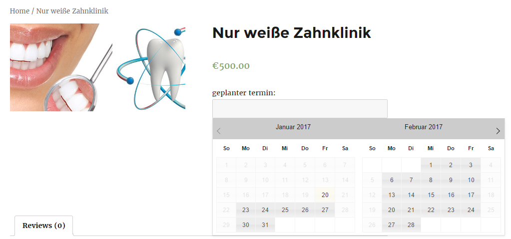 appearance of calendar and booking details- 2 months at a time in the Booking calendar