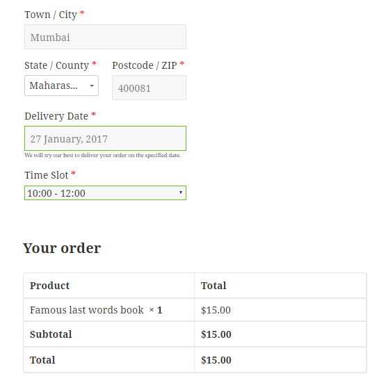 Enable Delivery Date and Time Slot on Checkout Page for Featured Product