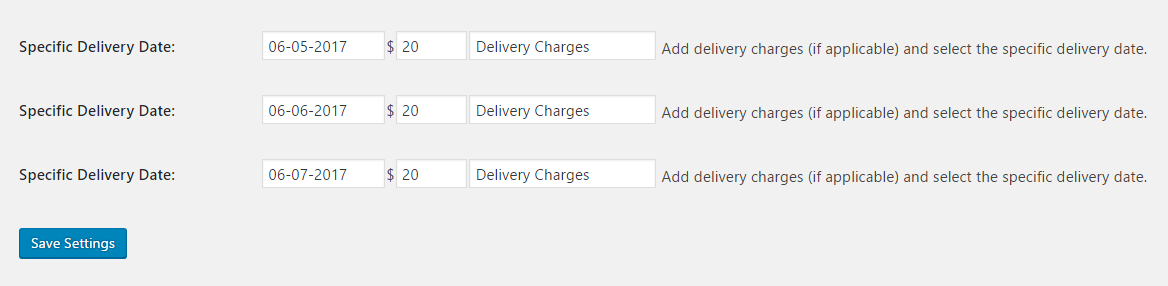 Delivery Charges for Specific Delivery Dates in WooCommerce - Specific Delivery Dates