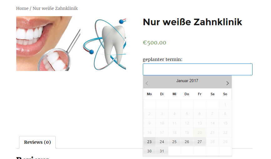 appearance of calendar and booking details- Language changed to German appearance of calendar and booking details- Language changed to German