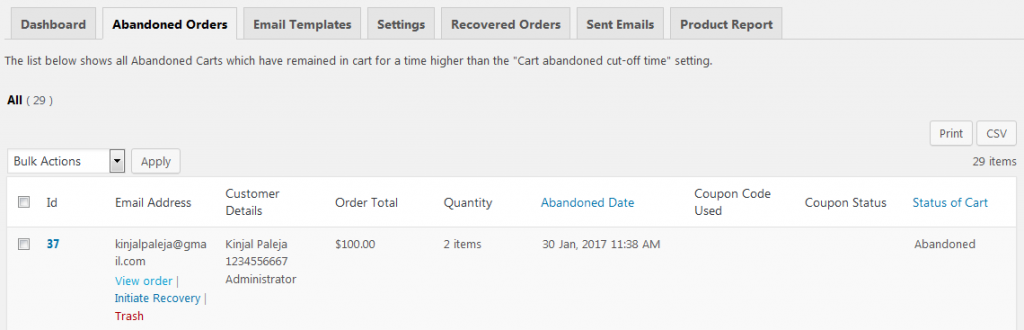 view-order - Differences between Pro and Lite versions of Abandoned Cart for WooCommerce plugin