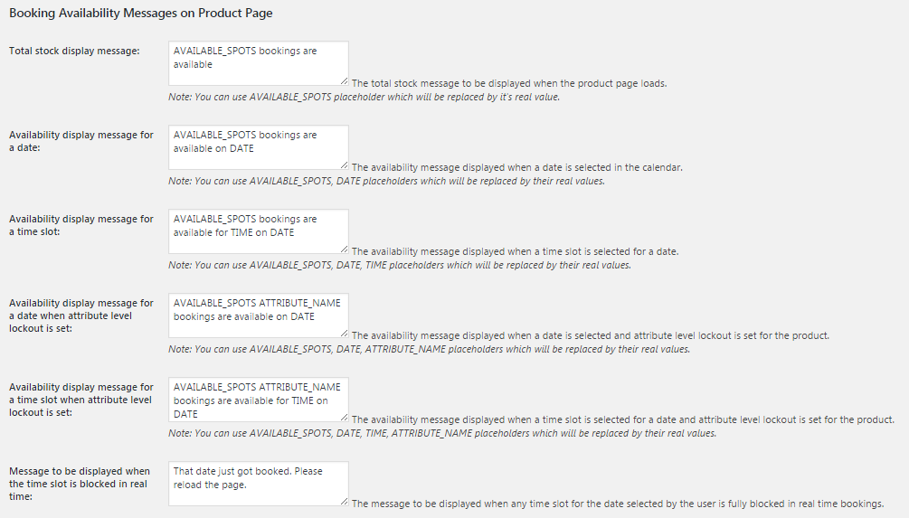 Customize Availability Messages Displayed On A Product Page- Booking availability bookings on Product page