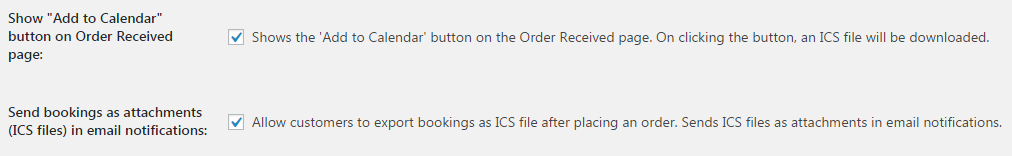add your bookings to external calendar applications using ICS files- Global Booking Settings to send ICS File