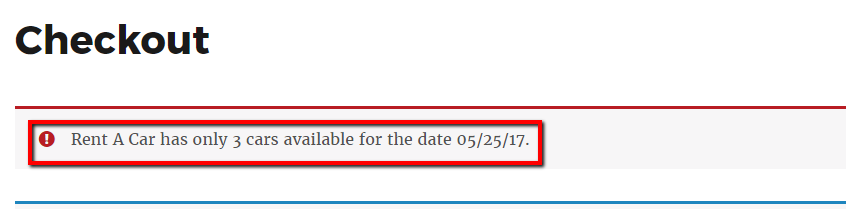 Booking & Appointment Plugin Prevents Overbookings For Your Bookable Services- Limited Availability Error Message For A Date on the Checkout page