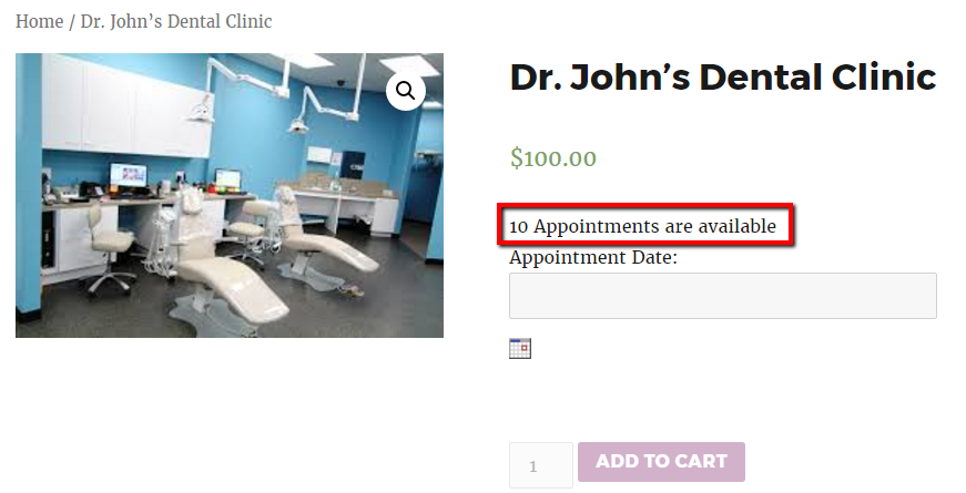 Customize Availability Messages Displayed On A Product Page- Frontend of Dr. John's Dental Clinic