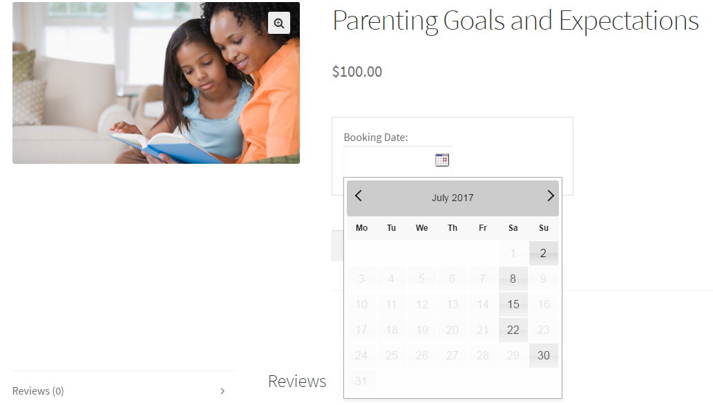 Restrict Bookings For Your Bookable Product - Frontend of Parenting Goals & Expectations