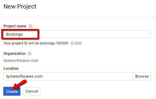 send WooCommerce Bookings to different Google Calendars- Create New Project
