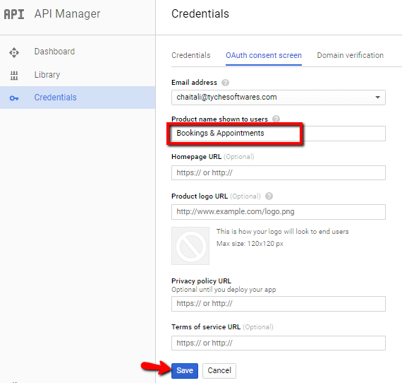send WooCommerce Bookings to different Google Calendars- OAuth Consent Screen