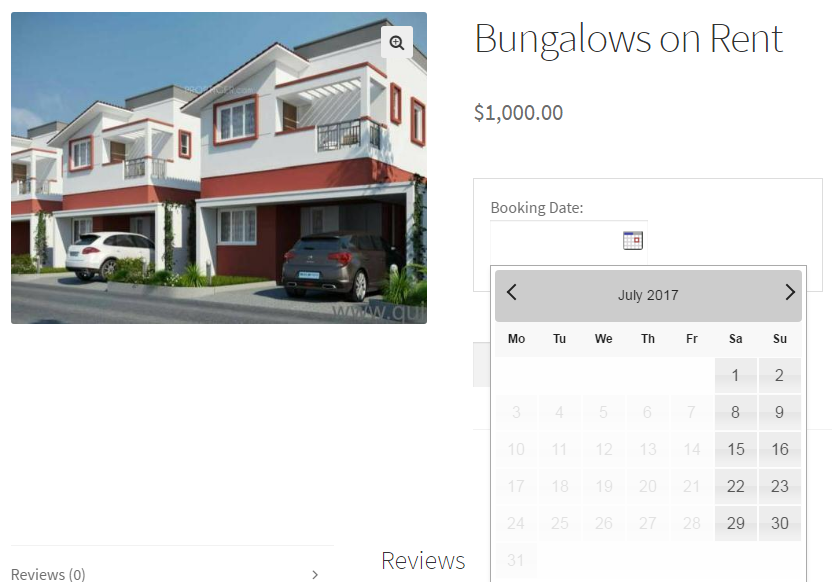 Restrict Bookings For Your Bookable Product- Front end of Bungalows on Rent