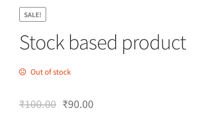 Display out of stock label below WooCommerce product title - Out of stock label showing below WooCommerce product title