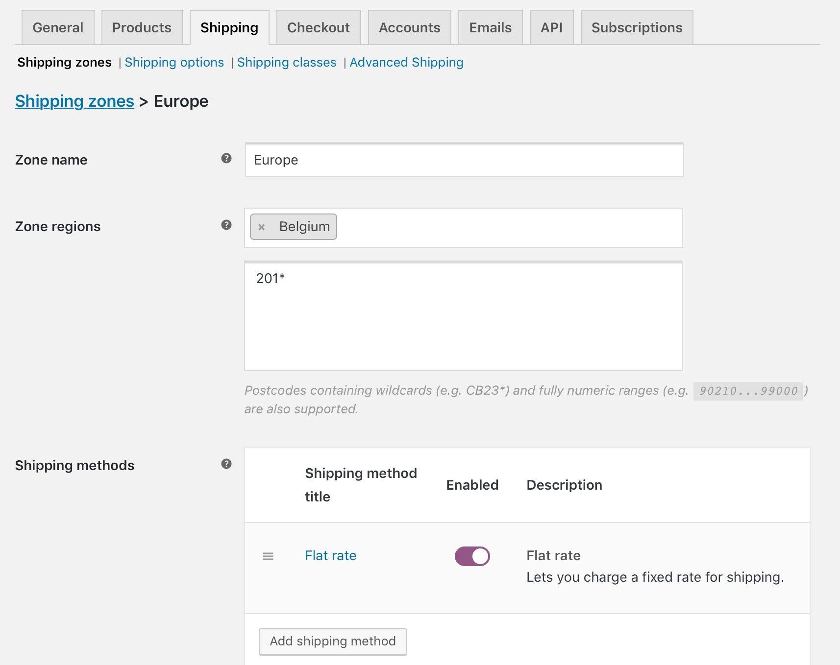 Understanding the process of setting WooCommerce Shipping Zones by postal codes