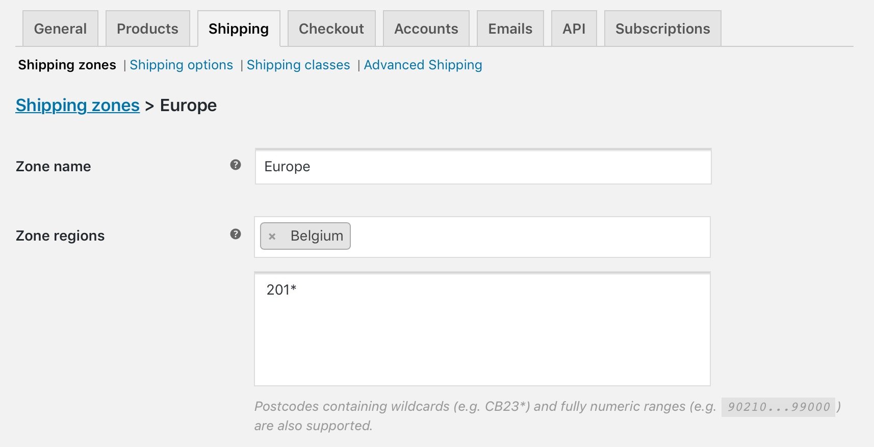 Understanding the process of setting WooCommerce Shipping Zones by postal codes