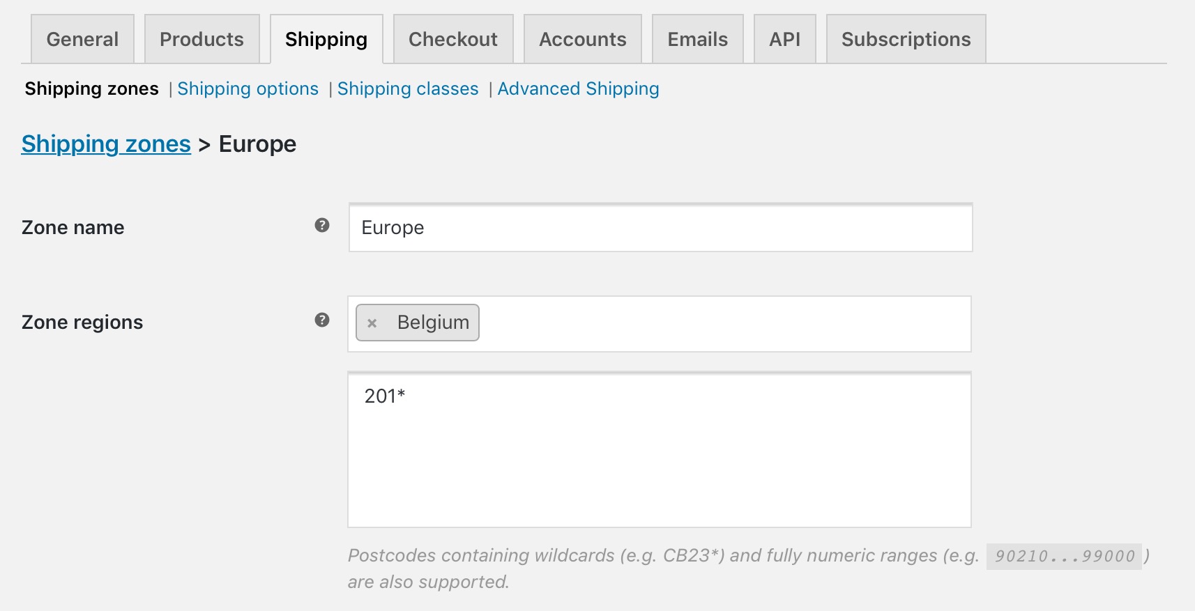 Understanding the process of setting WooCommerce Shipping Zones by postal codes