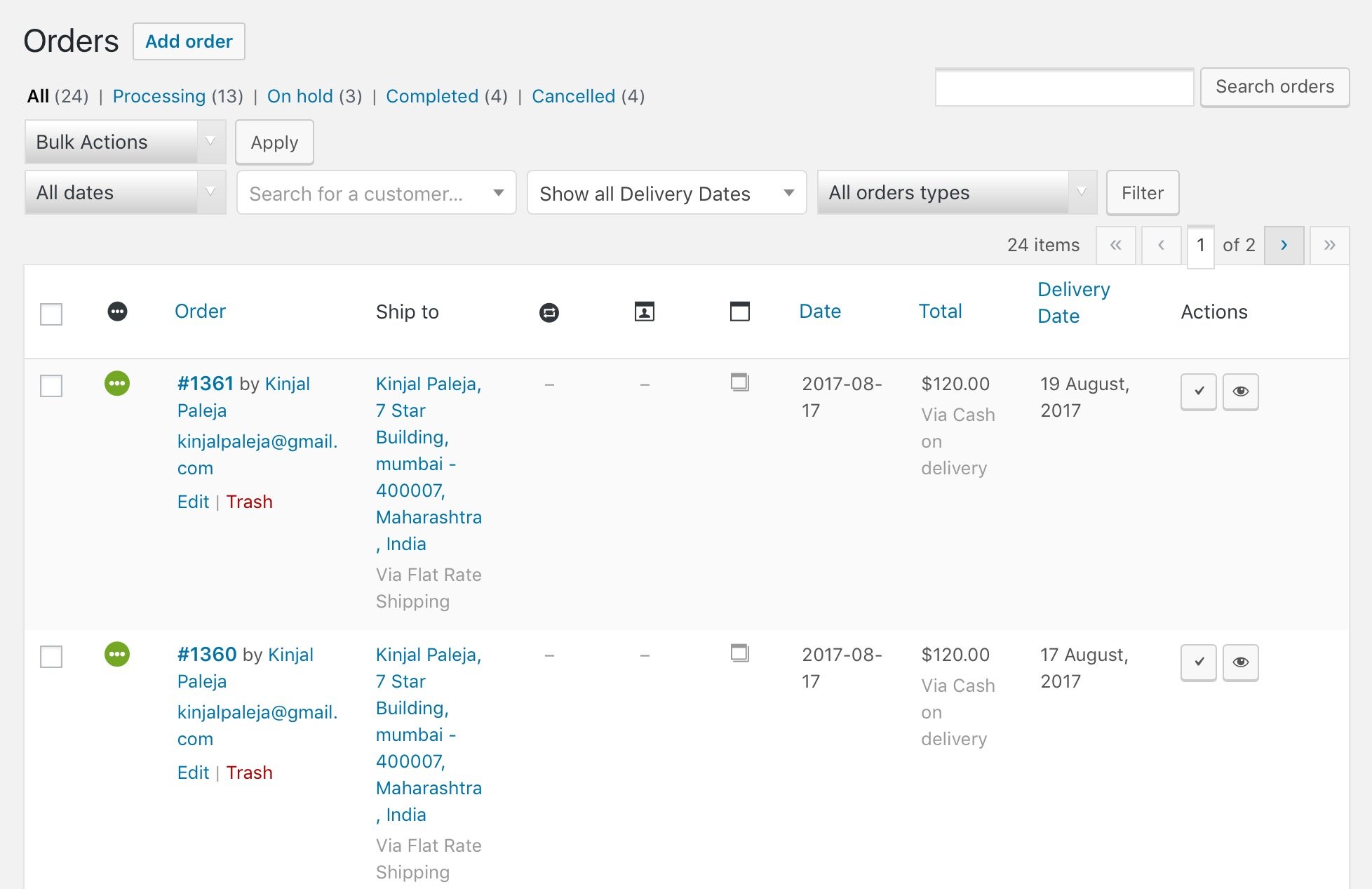 A look at how WooCommerce Orders page is useful in reviewing order delivery details