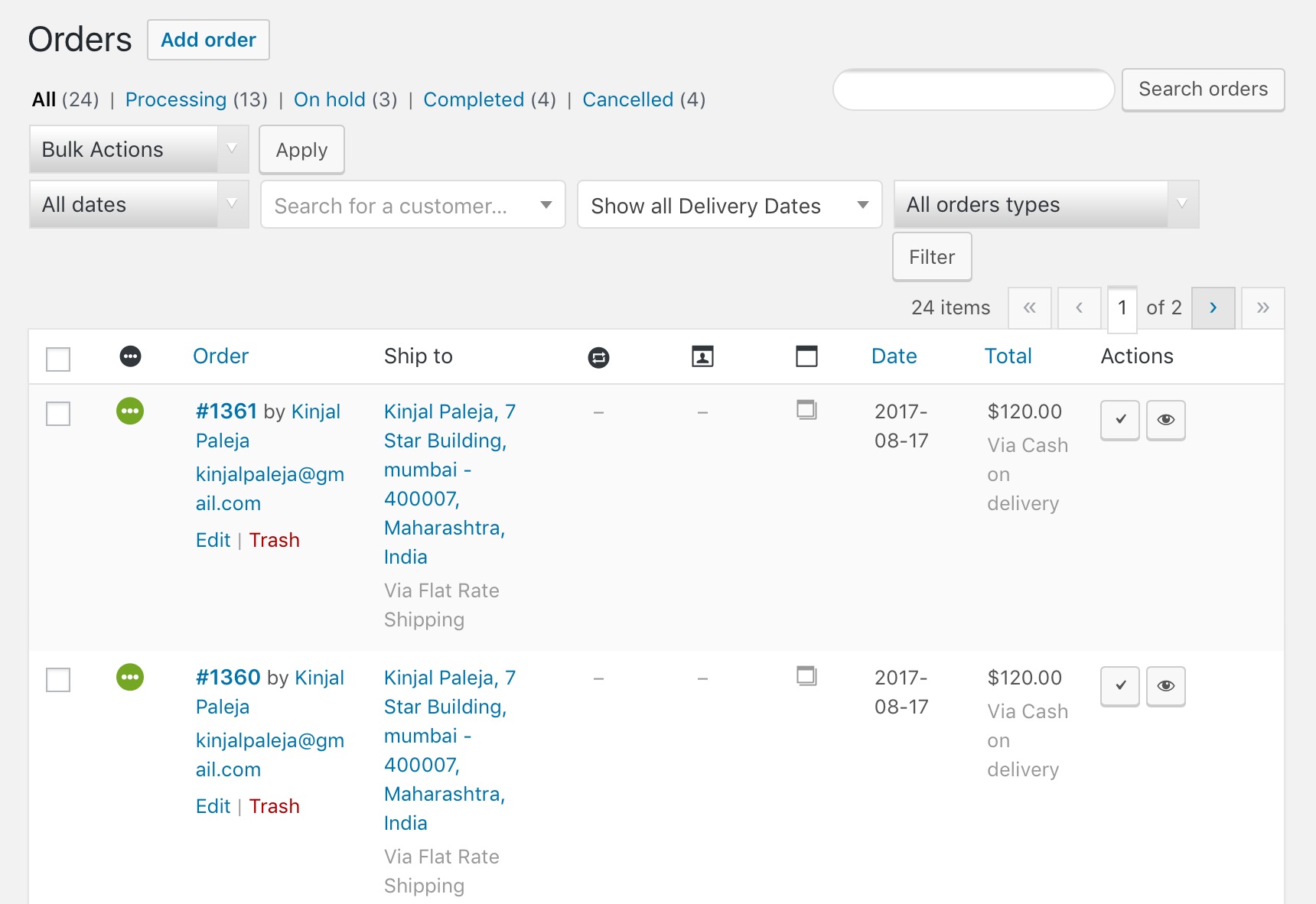 A look at how WooCommerce Orders page is useful in reviewing order delivery details