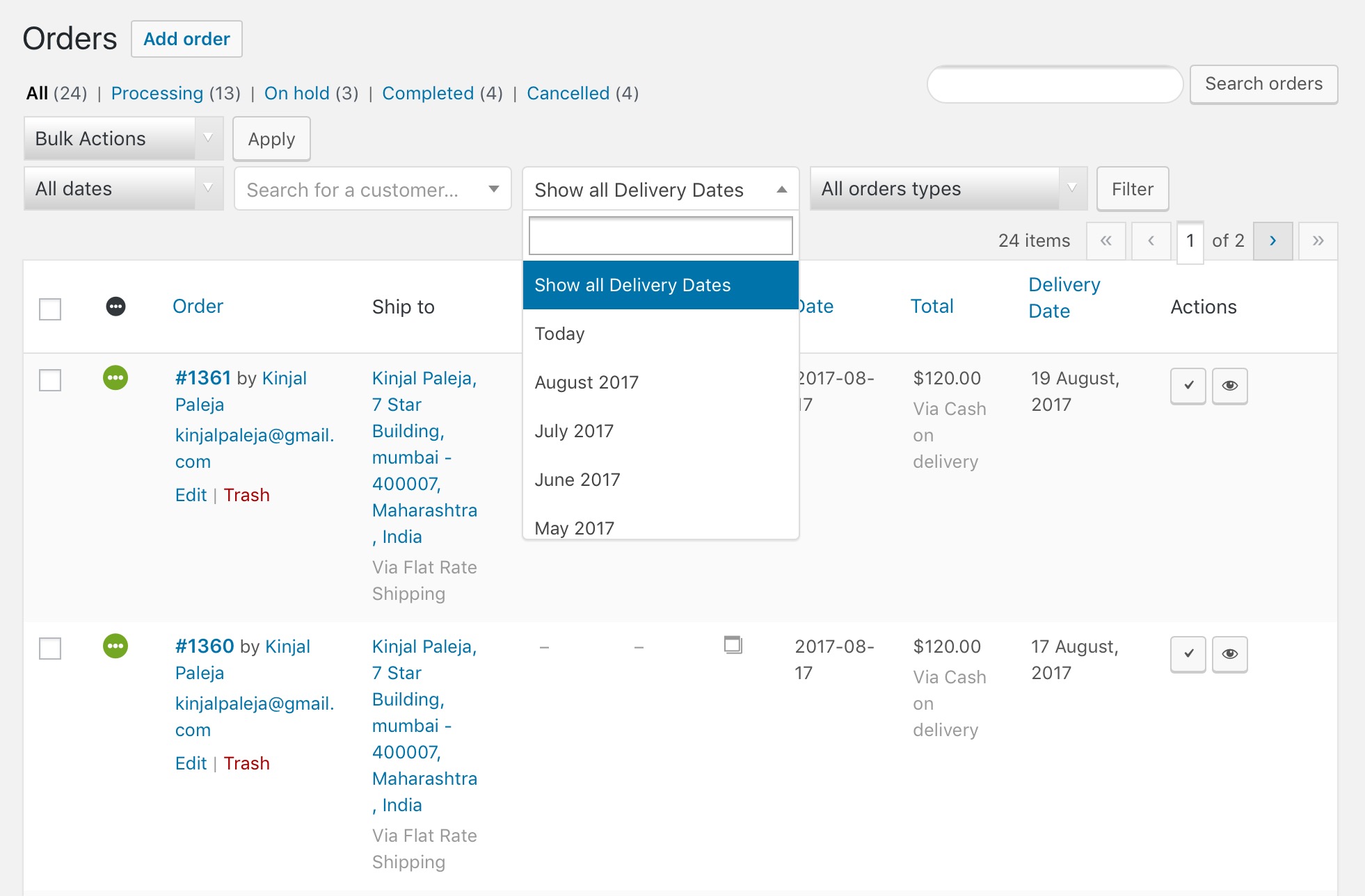 A look at how WooCommerce Orders page is useful in reviewing order delivery details