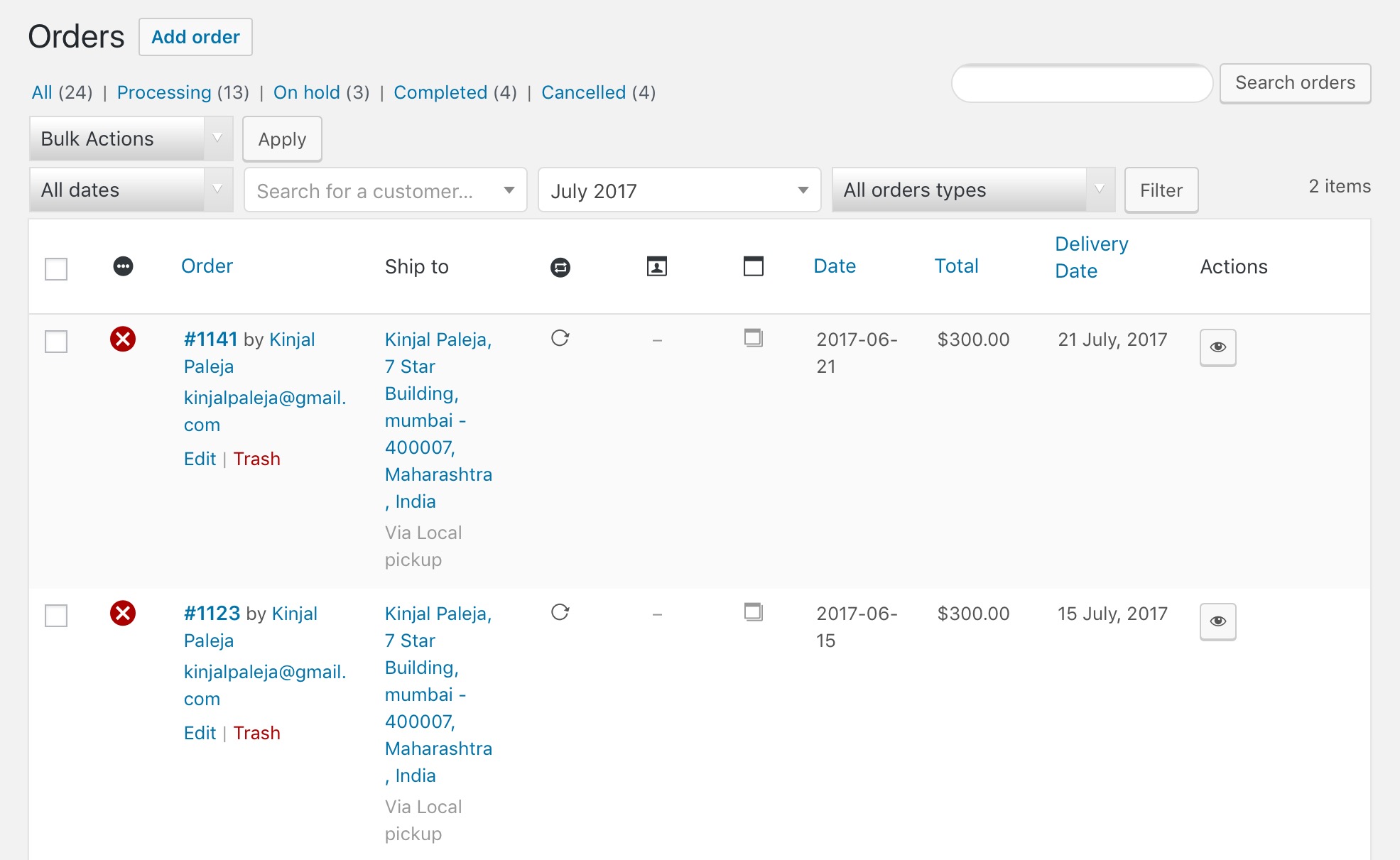 A look at how WooCommerce Orders page is useful in reviewing order delivery details