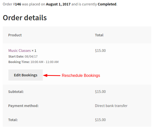 Reschedule Booking